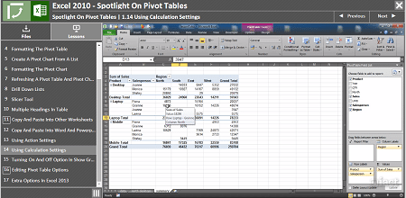 Excel 2010 Spotlight on Pivot Tables - Demo - eLearnOffice